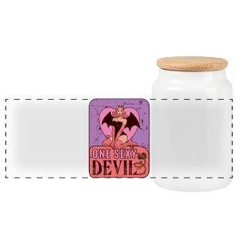 Sexy devil - Panoramic Cookie Jar with Wooden Lid - white - Front
