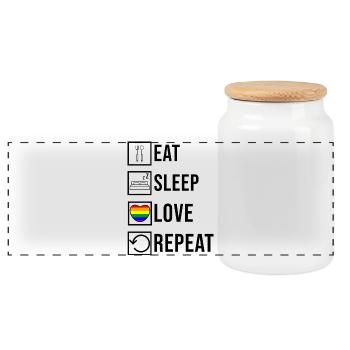 Lgbt Heart Rainbow Lesbian Love Gay Statement - Panoramic Cookie Jar with Wooden Lid - white - Front