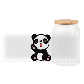 Baby Panda - Panoramic Cookie Jar with Wooden Lid - white - Front