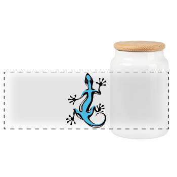 Blue Gecko - Panoramic Cookie Jar with Wooden Lid - white - Front