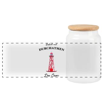 Leuchtturm Den Oever, Niederlande - Panorama Keksdose mit Holzdeckel - Weiß - Vorne