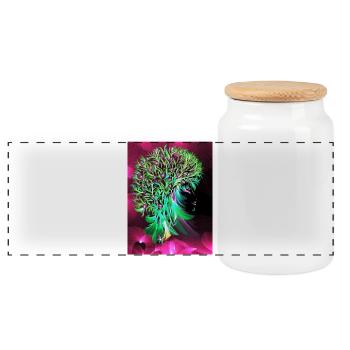 Magic Tree of Love - Panoramic Cookie Jar with Wooden Lid - white - Front