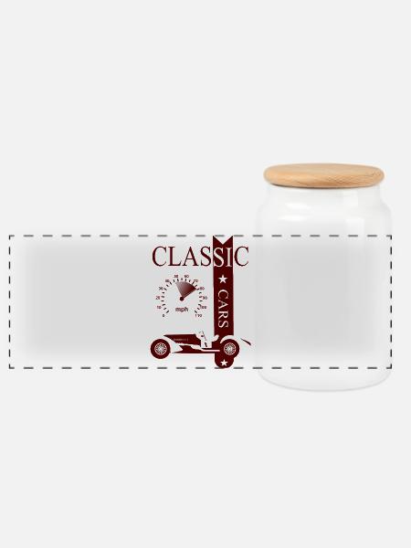 Vintage Classic Car - Panorama Keksdose mit Holzdeckel - Weiß