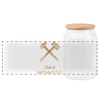 Child of Hephaestus – Percy Jackson inspired desig - Panoramic Cookie Jar with Wooden Lid - white - Front