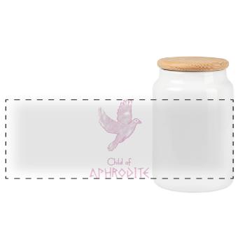 Child of Aphrodite – Percy Jackson inspired design - Panoramic Cookie Jar with Wooden Lid - white - Front