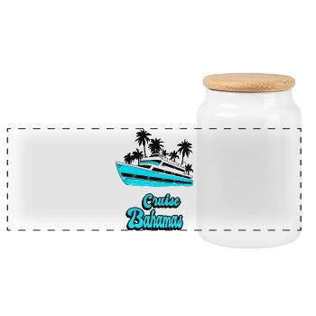 Cruise Bahamas Yacht Design - Panorama Keksdose mit Holzdeckel - Weiß - Vorne