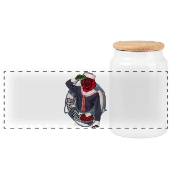 Ahoy MatRose – Conception de jeux de mots maritimes - Boîte à biscuits avec couvercle en bois - blanc - Devant