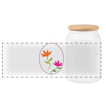 Œuf de Pâques à deux fleurs - Boîte à biscuits avec couvercle en bois - blanc - Devant