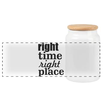 right time right place - Panoramic Cookie Jar with Wooden Lid - white - Front