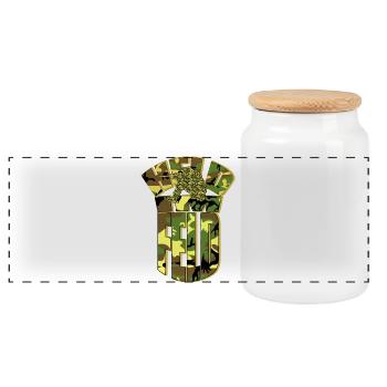 Held im Feld - Soldat Camouflage Gotcha Paintball - Panorama Keksdose mit Holzdeckel - Weiß - Vorne