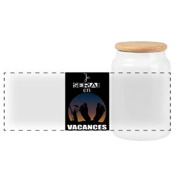 I will be on vacation - Panoramic Cookie Jar with Wooden Lid - white - Front