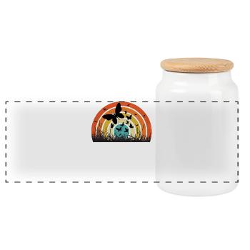 Cercle de papillons coloré au coucher du soleil - Boîte à biscuits avec couvercle en bois - blanc - Devant