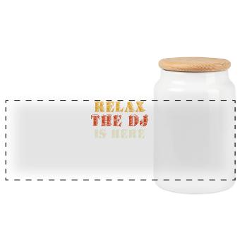 Relaxation quote for DJ fans - Panoramic Cookie Jar with Wooden Lid - white - Front