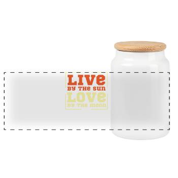 Love motivated by the sun and moon - Panoramic Cookie Jar with Wooden Lid - white - Front