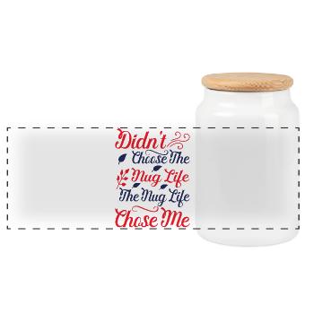 Lustiges Zitate Design mit Tee-Motiv - Panorama Keksdose mit Holzdeckel - Weiß - Vorne