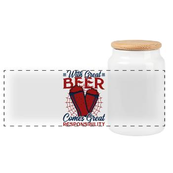 With great beer comes great responsibility - Panorama Keksdose mit Holzdeckel - Weiß - Vorne