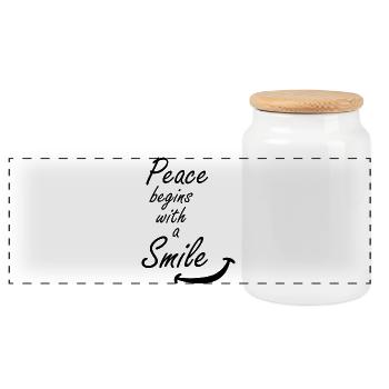 Peace begins with a smile citation paix sourire - Boîte à biscuits avec couvercle en bois - blanc - Devant
