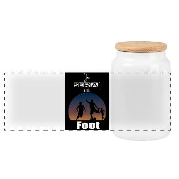 I'll be in football - Panoramic Cookie Jar with Wooden Lid - white - Front