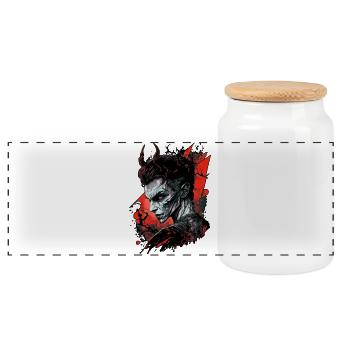 Fashion demon 01 - Panoramic Cookie Jar with Wooden Lid - white - Front