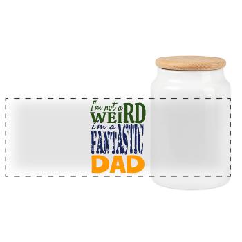 I'm not weird I'm a fantastic dad - Panoramic Cookie Jar with Wooden Lid - white - Front