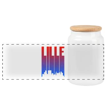 Lille City Skyline Gradient - Panoramic Cookie Jar with Wooden Lid - white - Front