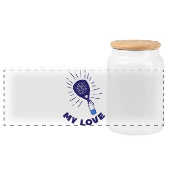 Setback Player Racket Padel Statement Sport - Panoramic Cookie Jar with Wooden Lid - white - Front