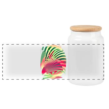 Sun Parrot Summer - Panoramic Cookie Jar with Wooden Lid - white - Front