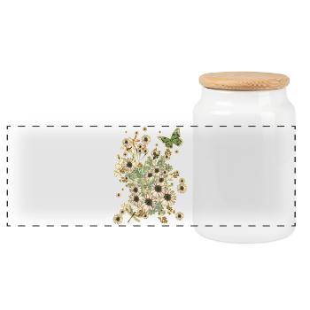 Blüten über Blüten - Blumen Flora Schmetterling - Panorama Keksdose mit Holzdeckel - Weiß - Vorne