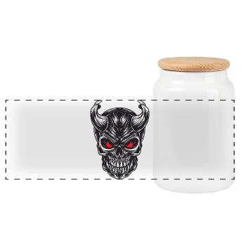 Skull - Panoramic Cookie Jar with Wooden Lid - white - Front