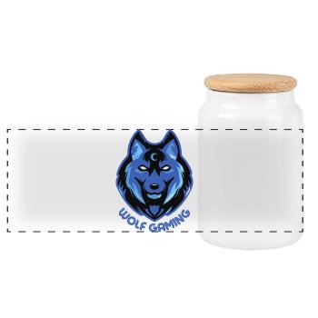 JEU DE LOUP - Boîte à biscuits avec couvercle en bois - blanc - Devant
