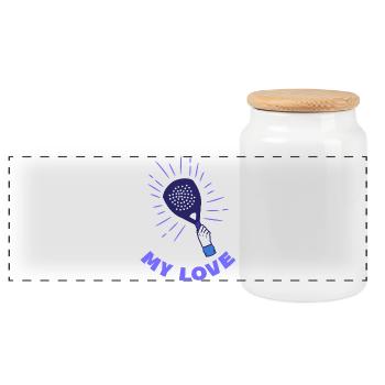 Racket Statement Padel Serve Statement Sport - Panoramic Cookie Jar with Wooden Lid - white - Front