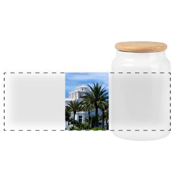 EG Urlaub I Reisen I Gran Canaria I Spanien - Panorama Keksdose mit Holzdeckel - Weiß - Vorne