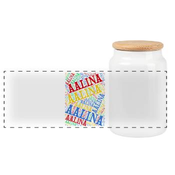 t-shirt Aalina t-shirt word cloud gift idea - Panoramic Cookie Jar with Wooden Lid - white - Front
