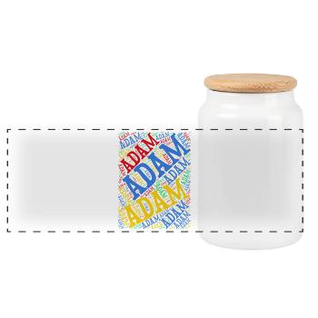 Adam t-shirt word cloud t-shirt gift idea - Panoramic Cookie Jar with Wooden Lid - white - Front