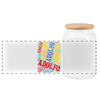 t-shirt Adolfo word cloud t-shirt idée cadeau - Boîte à biscuits avec couvercle en bois - blanc - Devant