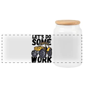 Commercial Vehicle Tractor Vehicle Tractor Statement - Panoramic Cookie Jar with Wooden Lid - white - Front