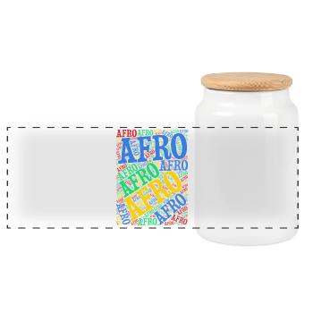 T-Shirt Afro Wortwolke T-Shirt Geschenkidee - Panorama Keksdose mit Holzdeckel - Weiß - Vorne