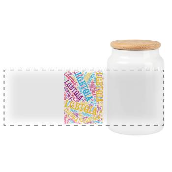 LGBTQIA+ Word T-Shirt Cloud Gay Pride LGBT - Panoramic Cookie Jar with Wooden Lid - white - Front