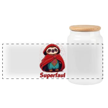 Super lazy - Panoramic Cookie Jar with Wooden Lid - white - Front