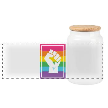 Mois de la fierté LGBT - Pride Lives Matter - Boîte à biscuits avec couvercle en bois - blanc - Devant