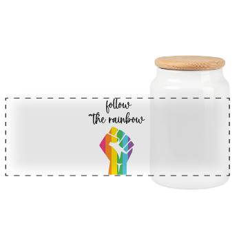 LGBT Pride Month - Folge dem Regenbogen - Panorama Keksdose mit Holzdeckel - Weiß - Vorne
