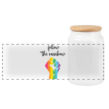 LGBT Pride Month - Folge dem Regenbogen - Panorama Keksdose mit Holzdeckel - Weiß - Vorne