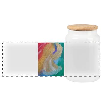 Regenbogenengel - Engel des Einklangs - Engelbild - Panorama Keksdose mit Holzdeckel - Weiß - Vorne