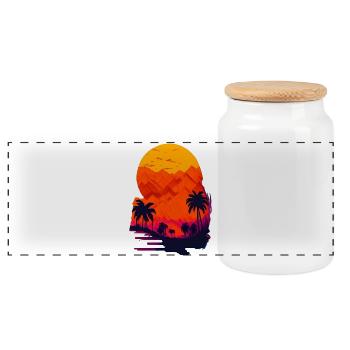 Sunset in the desert - Panoramic Cookie Jar with Wooden Lid - white - Front