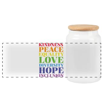 Mois de la fierté LGBT - Gentillesse, paix, amour - Boîte à biscuits avec couvercle en bois - blanc - Devant