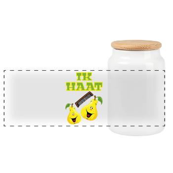 I hate camping. Image of comb and pears * - Panoramic Cookie Jar with Wooden Lid - white - Front
