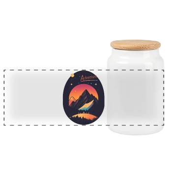 Adventure - Panoramic Cookie Jar with Wooden Lid - white - Front
