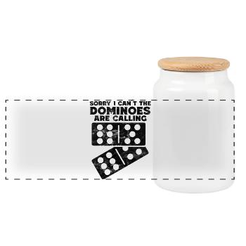 Conception de domino - Boîte à biscuits avec couvercle en bois - blanc - Devant