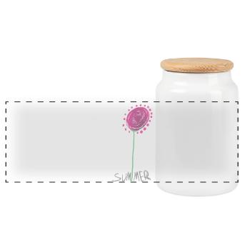 Abstract Summer Crystal Flower Illustration - Panoramic Cookie Jar with Wooden Lid - white - Front