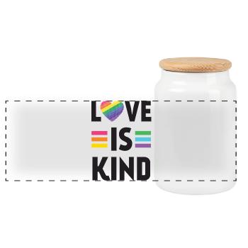 Mois de la fierté LGBT - Love is Kind - Boîte à biscuits avec couvercle en bois - blanc - Devant